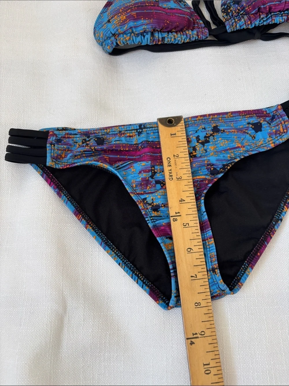 Oakley Blue & Purple Abstract Printed Bikini Set with Black Trim -416sku